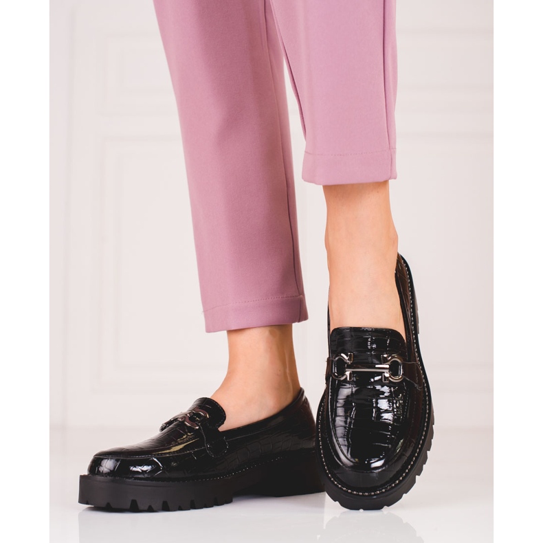 Ženske mokasine na debelom potplatu Shelovet crna 1