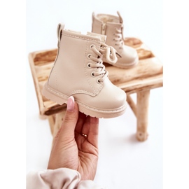 Dječje kožne čizme s patentnim zatvaračem bež Omua 1