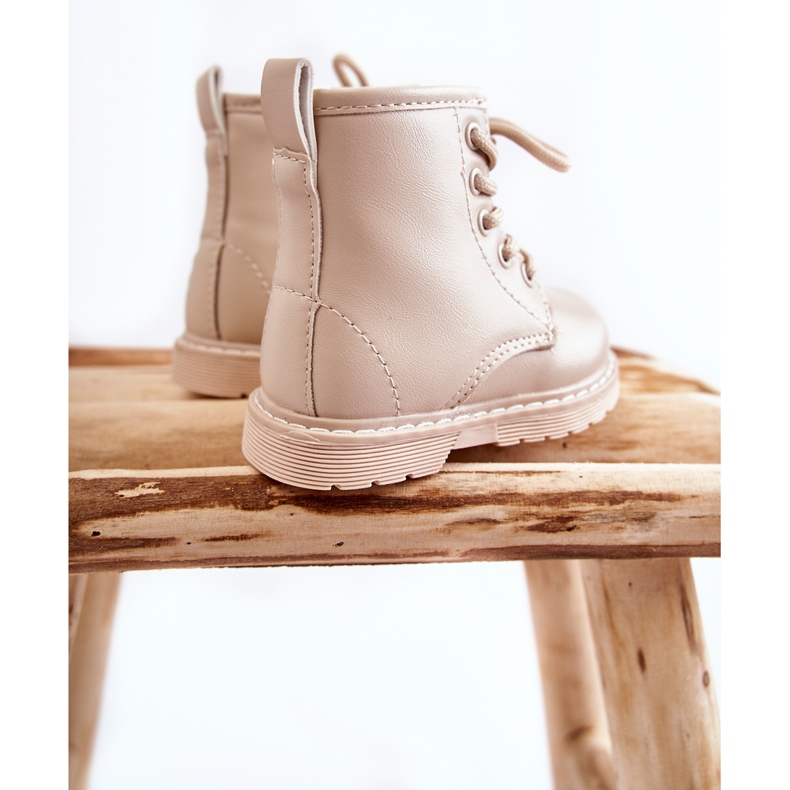 Dječje kožne čizme s patentnim zatvaračem bež Omua 2