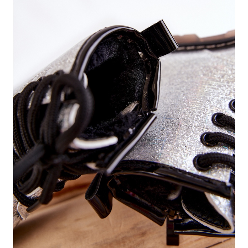 FR1 Tople dječje čizme s patentnim zatvaračem lakirane srebrne Goopy srebro 2