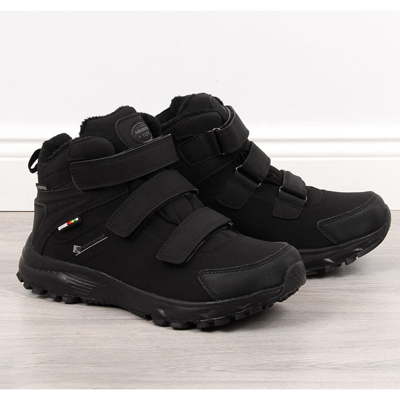 Muške vodootporne izolirane crne cipele za planinarenje American Club crno 2