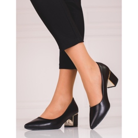 Ženske crne salonke na niskom stupu Shelovet crna 1