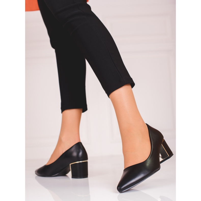 Ženske crne salonke na niskom stupu Shelovet crno 2