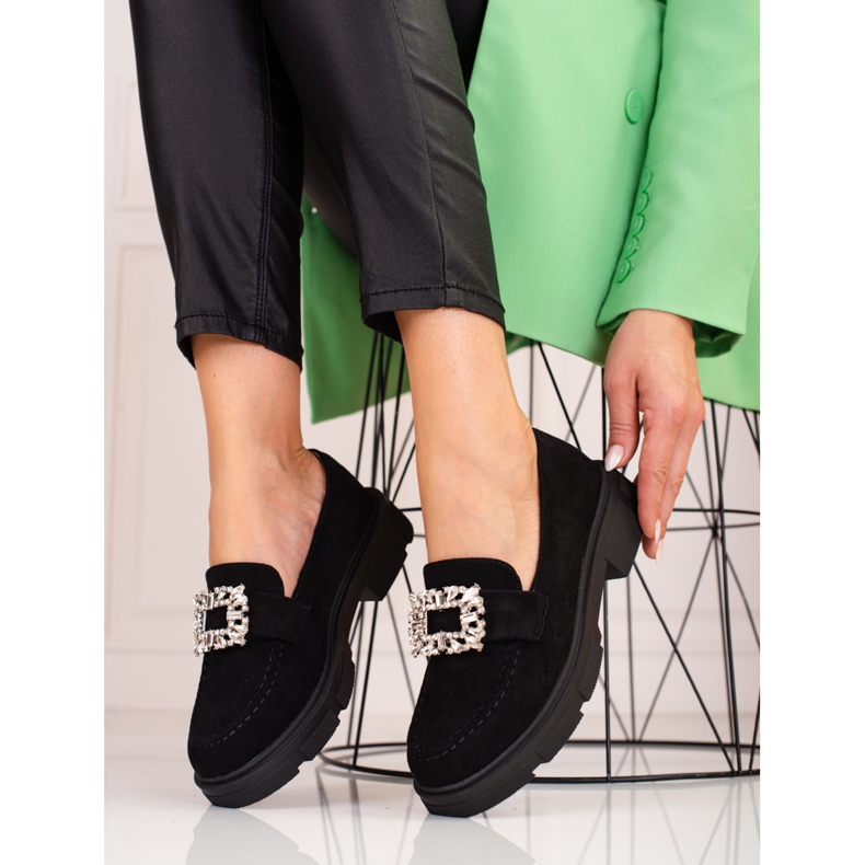 Loafers od brušene kože na platformi Shelovet crno 1