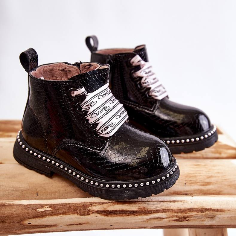 PA1 Dječje crne tople kožne čizme Dottie crno 1