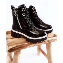 S.Barski Lakirane crne tople čizme s patentnim zatvaračem Marcella crna 1