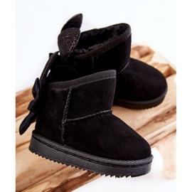 FR1 Crne Meriva tople čizme za snijeg s mašnama za djevojčice crno 4