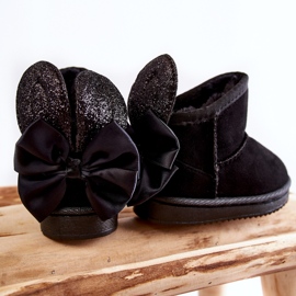FR1 Crne Meriva tople čizme za snijeg s mašnama za djevojčice crno 6