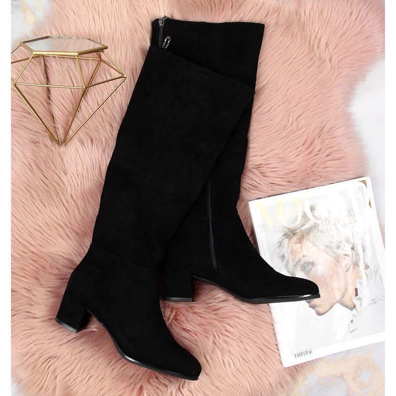 Crne Sergio Leone tople ženske čizme na stup crno 2