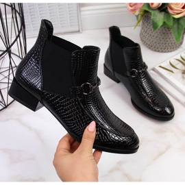 Crne lakirane gležnjače filippo od zmijske kože crno 2