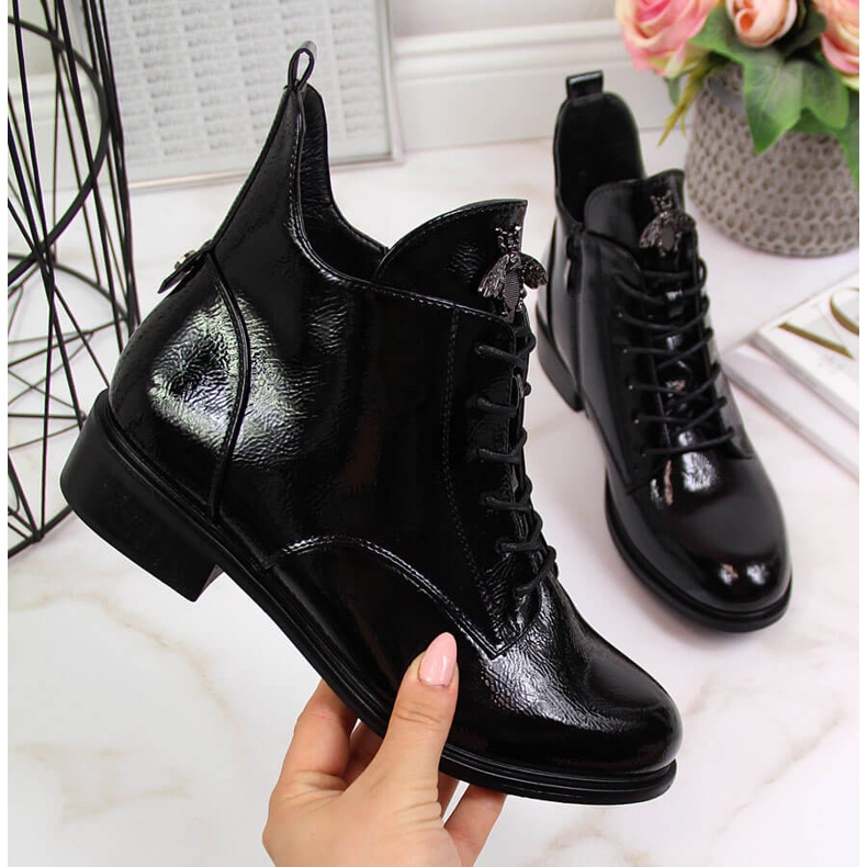 Ženske crne izolirane lakirane crne Filippo čizme crno 2