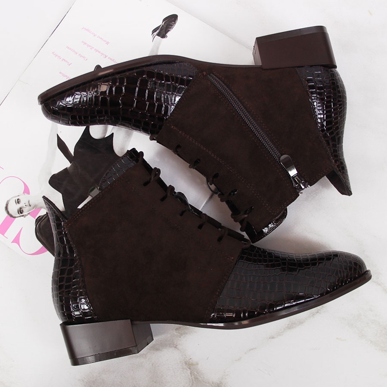 Ženske čizme izolirane smeđe zmijske kože Filippo smeđa 1