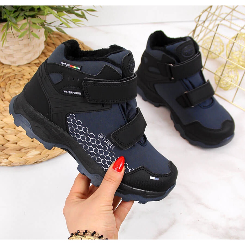 Čizme za snijeg za dječake, vodootporne, tamnoplave American Club plava 1