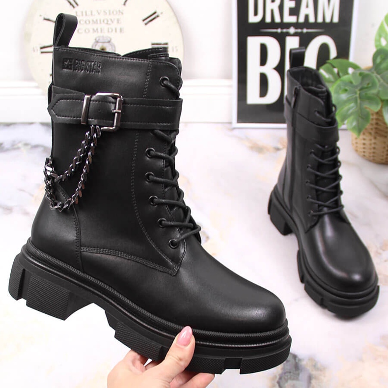 Crne kožne ženske torbe s lancem, grijane crne Big Star KK274486 crno 1