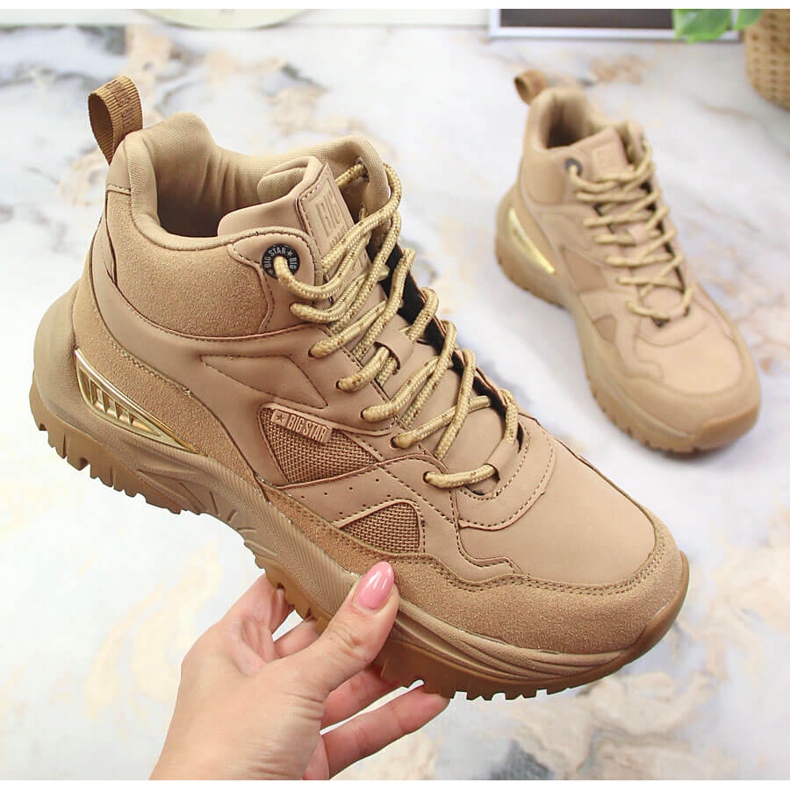 Ženske sportske čizme na bež Big Star platformi KK274355 1