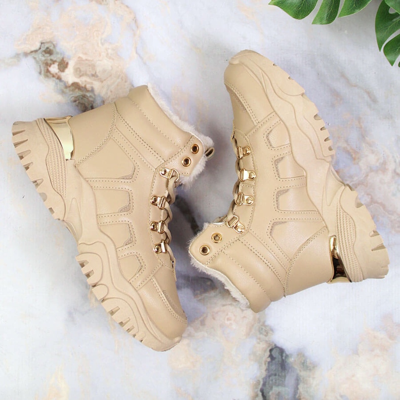 News Ženske čizme za snijeg na platformu s krznom bež NOVOSTI 1