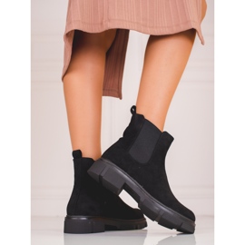 Shelovet Chelsea čizme od crne antilop kože za žene crno 1