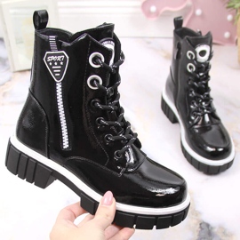 S.Barski Crne izolirane lakirane čizme za djevojčice S. Barskog crna 1