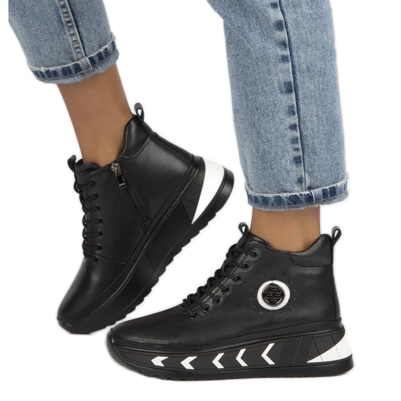 Kožne čizme na klin Filippo W PAW381 crno 1