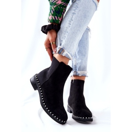 PG1 Čizme od brušene kože Chelsea čizme s biserima crne Jilanna 8335 BLK crna 3