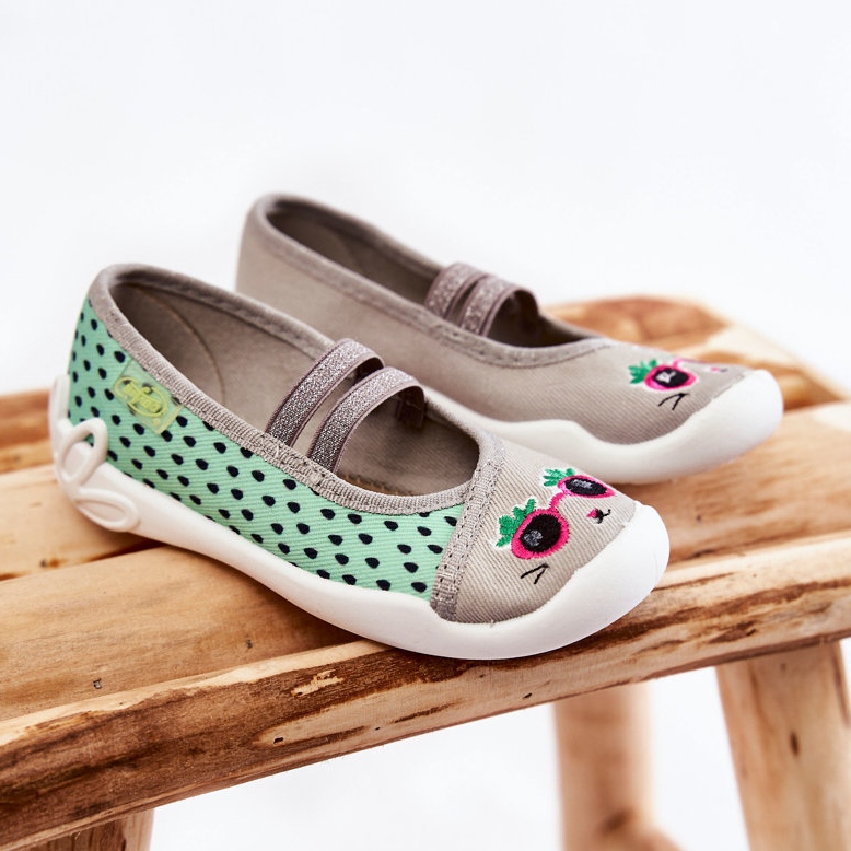 BEFADO S.A. Papuče Ballerina Befado Kitten 116X304 Zeleno-sive zelena 1