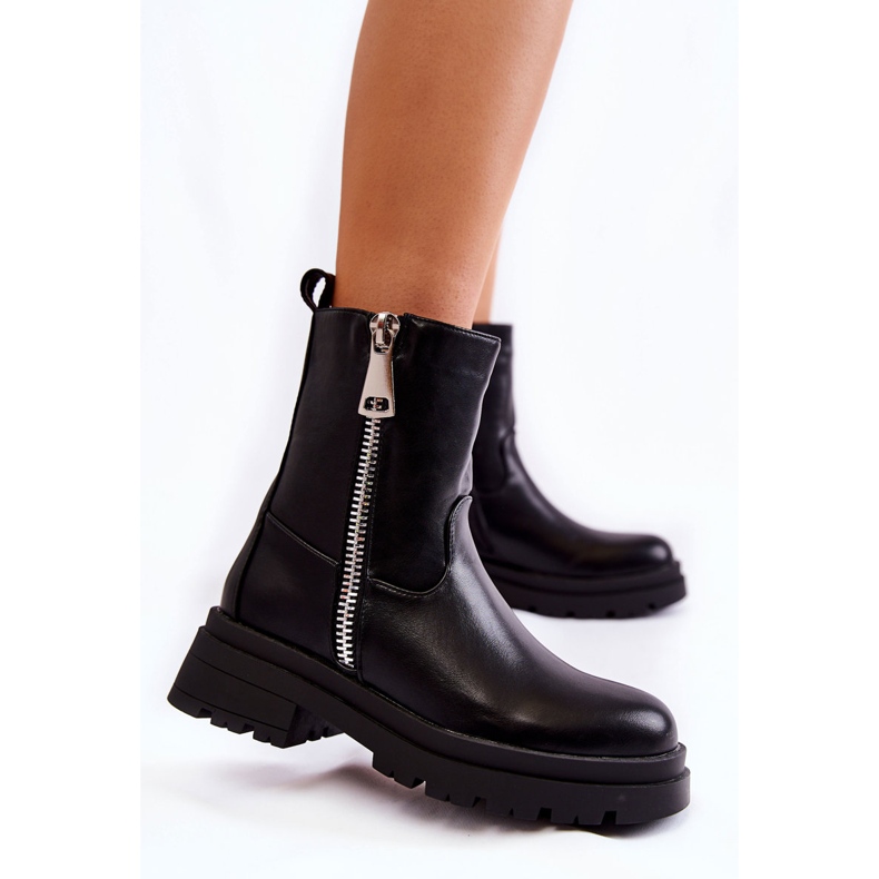 PG1 Ženske crne Jette tople čizme s patentnim zatvaračima crna 1