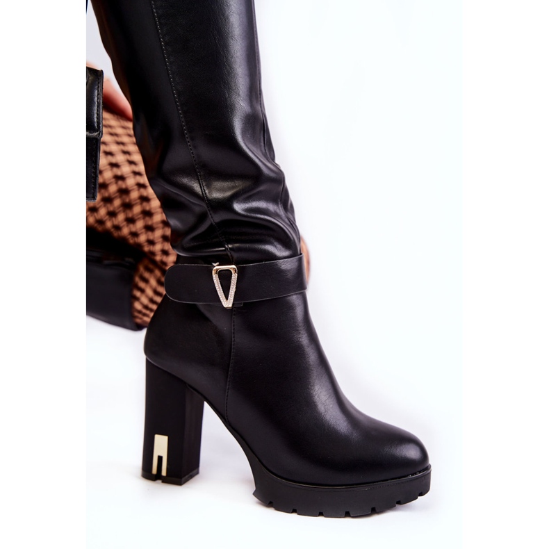 PG1 Klasične crne Kornelli kožne čizme na šipku crna 1