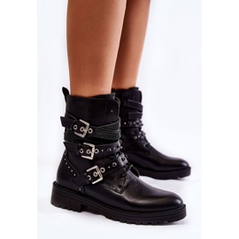 PG1 Ženske tople čizme s prugama Jednobojne crne Lambert crna 2