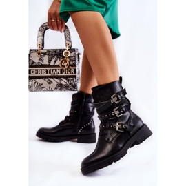 PG1 Ženske tople čizme s prugama Jednobojne crne Lambert crno 1