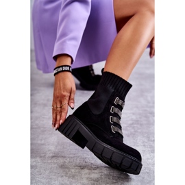 Seastar Crne čizme s natikačama od brušene kože sa kamenčićima crna 3