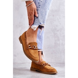 FB2 Ženske natikače od brušene kože s lancem Camel Nolie smeđa 2