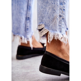 FB2 Ženske natikače od brušene kože s lancem, crne nokte crna 2