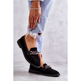FB2 Ženske natikače od brušene kože s lancem, crne nokte crno 3