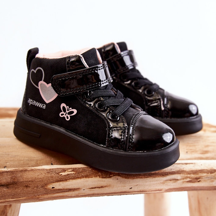 PA1 Dječje visoke tenisice s čičkom Black Cheezi crna 1