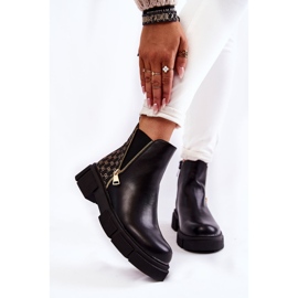 PG1 Ženske kožne čizme s ukrasnim patentnim zatvaračem crne Lorra crno 1