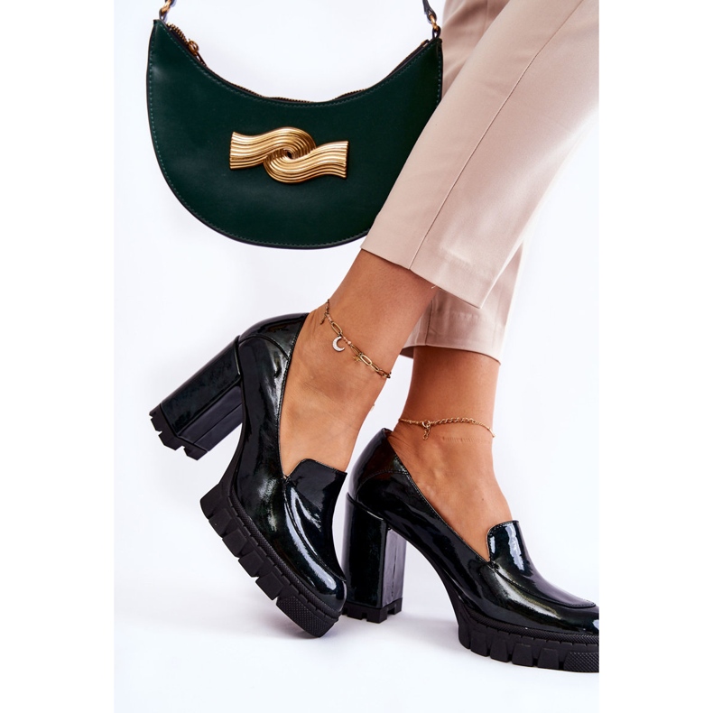 Moderne lakirane salonke na masivnoj zelenoj Margott platformi zelena 2