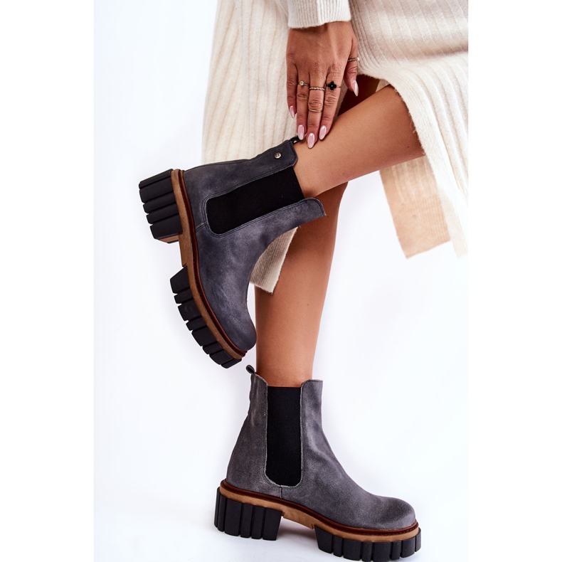 Kožne čizme radničke Maciejka sive 05312-03 siva 2