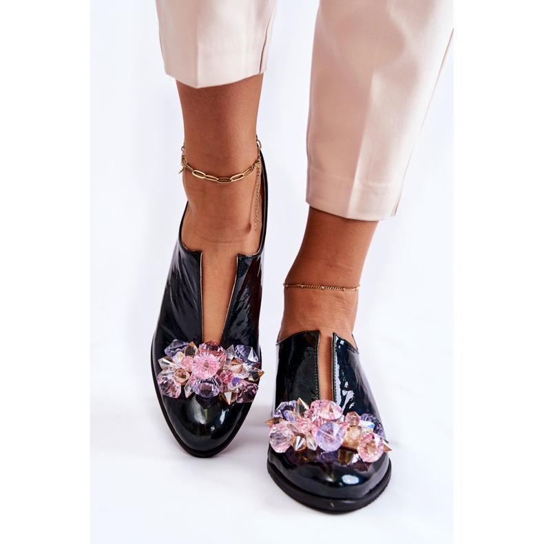 PA2 Lakirane mozaik cipele s prozirnim zelenim Delaver ukrasom zelena 1