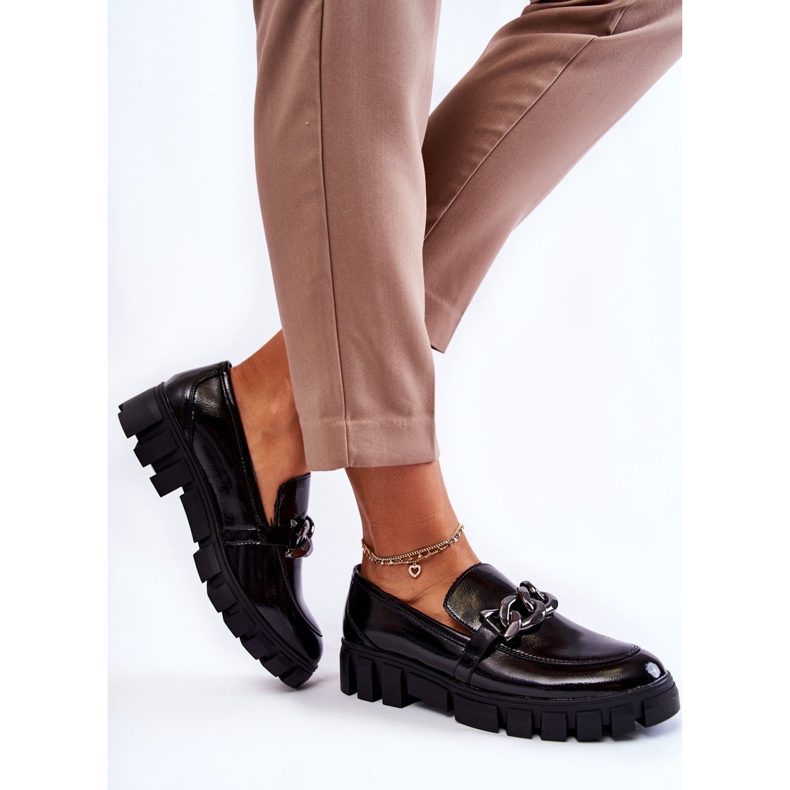 Sergio Leone Lakirane mokasine na crnoj Inger platformi crna 2