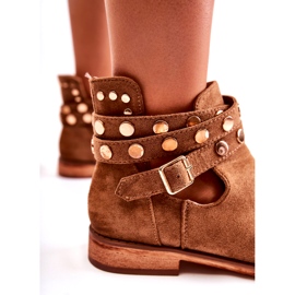 WS1 Ženske čizme s mlaznicama na ravnu petu smeđi larino smeđa 1