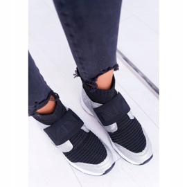 Ženske sportske cipele Lu Boo s čarapom Srebrni svjetlucavi Phantom HT9022 crna srebro 3