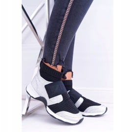 Ženske sportske cipele Lu Boo s čarapom Srebrni svjetlucavi Phantom HT9022 crna srebro 2