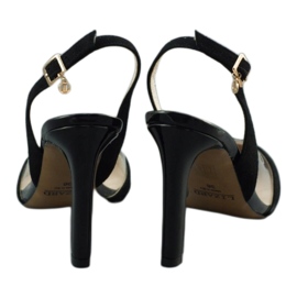 Lizard Ženske kožne sandale na szpilki 04765 crno crna 2