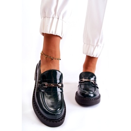 Lemar Ženske kožne cipele lakirane sa srebrnim ukrasom zelenim zelena 1