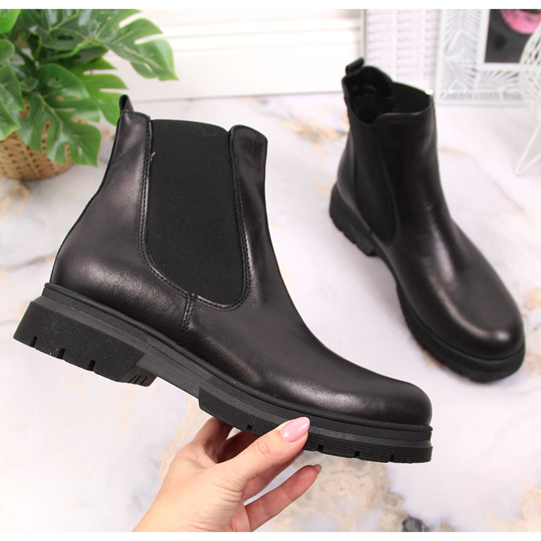 Crne kožne gležnjače Dolce Pietro slip-on crno 1