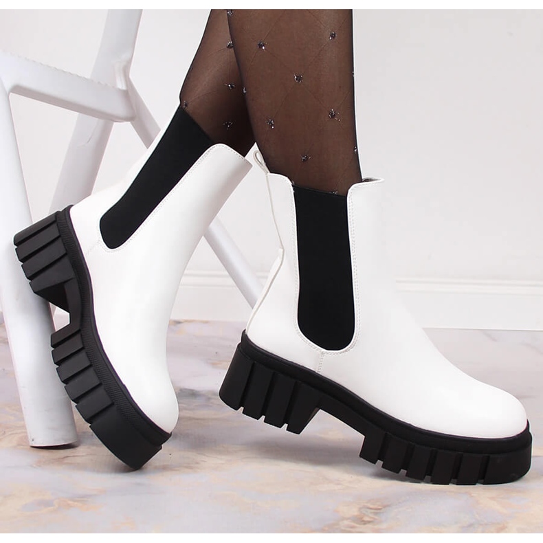 Ženske bijele čizme s izoliranom platformom Sergio Leone bijela 1