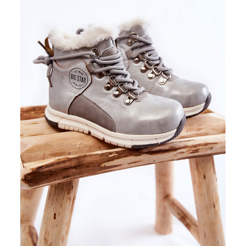 Dječje izolirane čizme s patentnim zatvaračem Big Star KK374178 Silver srebro 1