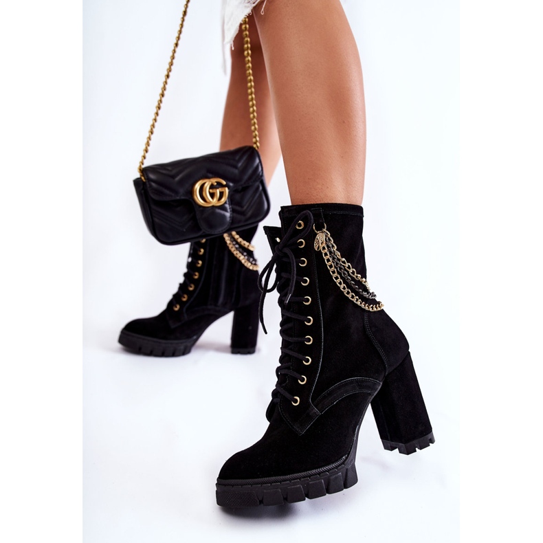 Čizme na vezanje od brušene kože Lewski Shoes 3244 / G crne crno 2