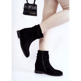 S.Barski Modne čizme od brušene kože na skrivenom klinu. Black Finney crno 2