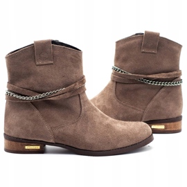 Olivier Ženske izolirane čizme s lancem Luna bež smeđa 2